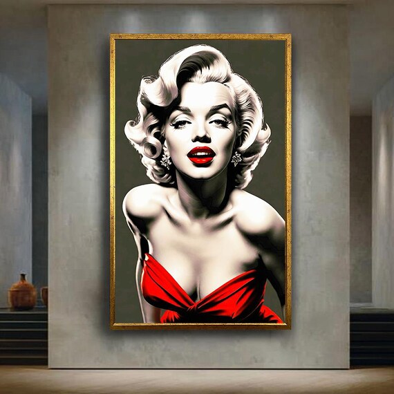 Marilyn Monroe in Red Dress Classic Hollywood Glamour Icon Wall Art
