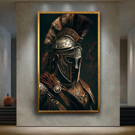 Ancient Roman Gladiator Warrior Bronze Helmet Dark History Poster