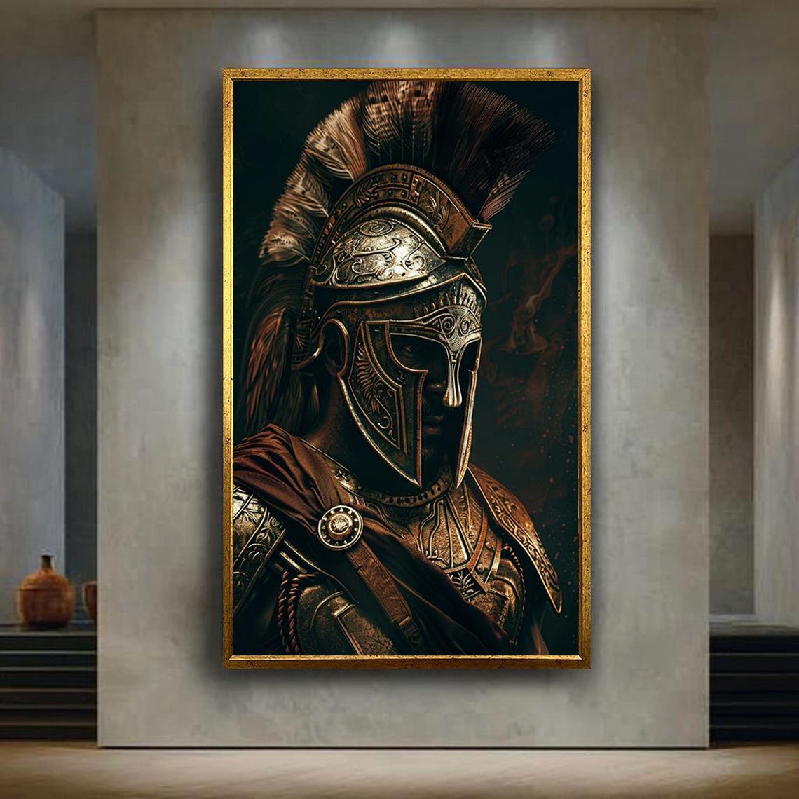 Ancient Roman Gladiator Warrior Bronze Helmet Dark History Poster