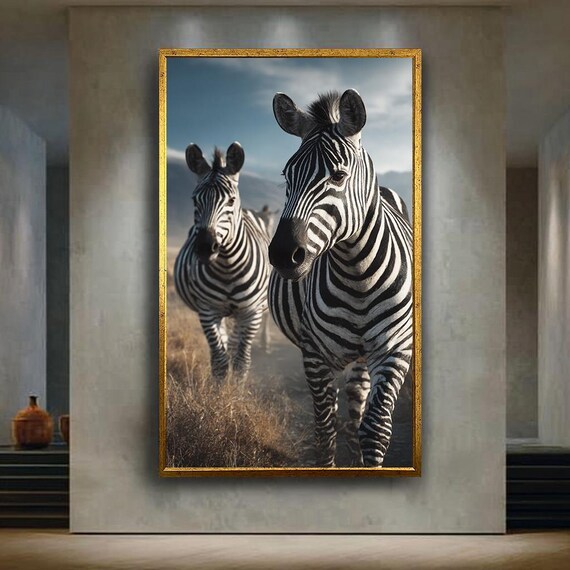 Wildlife Zebra Canvas Print Black And White Safari Animal Wall Art Modern Nature Photography Poster For Home Or Office Decor