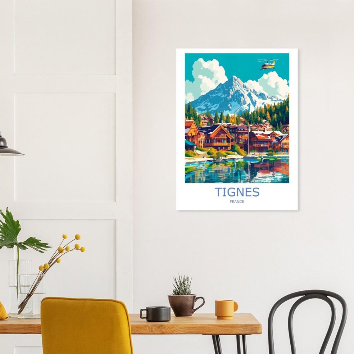 Tignes France Alpine Ski Resort Lake And Snow Peak Travel Poster - Image 3
