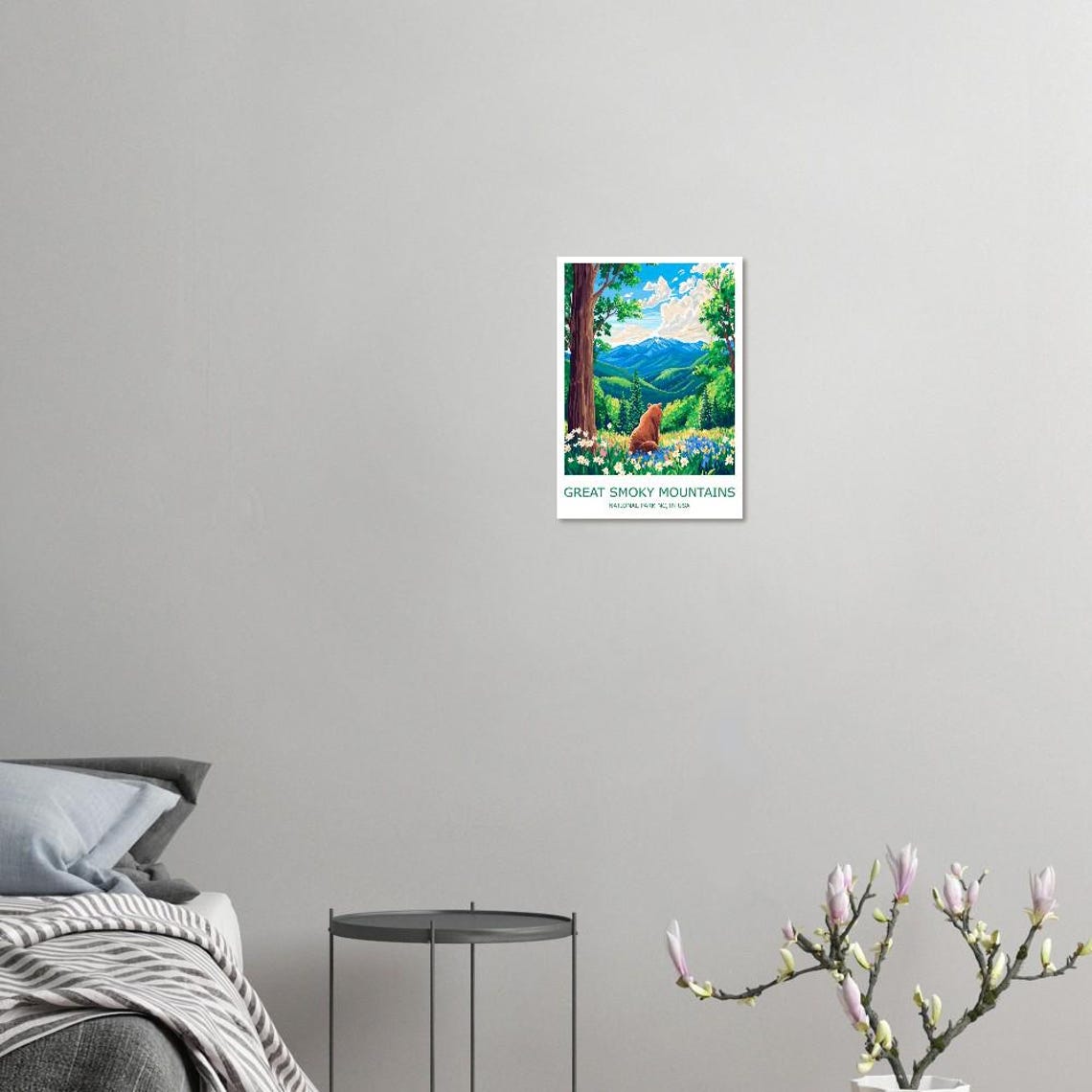 Great Smoky Mountains Bear in Wildflower Meadow National Park Poster - Image 2
