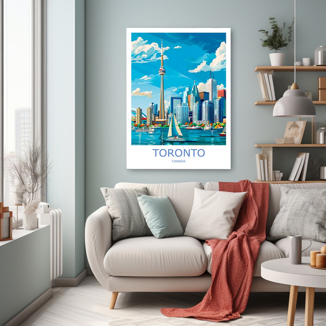 Toronto CN Tower Skyline Sailboat Lake Ontario Travel Poster - Image 3