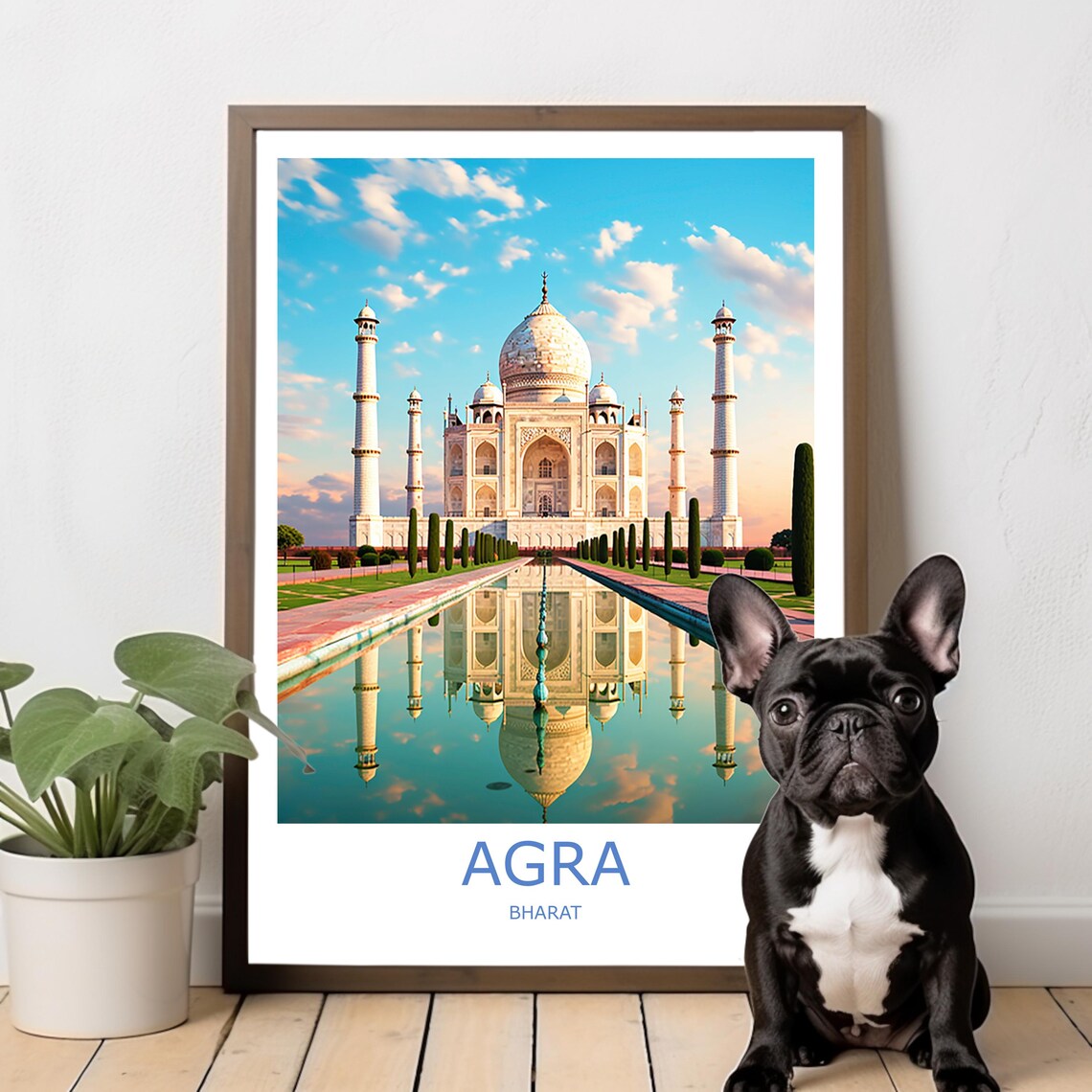 Agra Taj Mahal Sunrise Reflection Symmetry India Travel Poster - Image 3