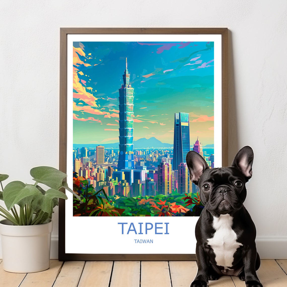 Taipei 101 Skyscraper Sunset City Skyline Taiwan Travel Poster - Image 2