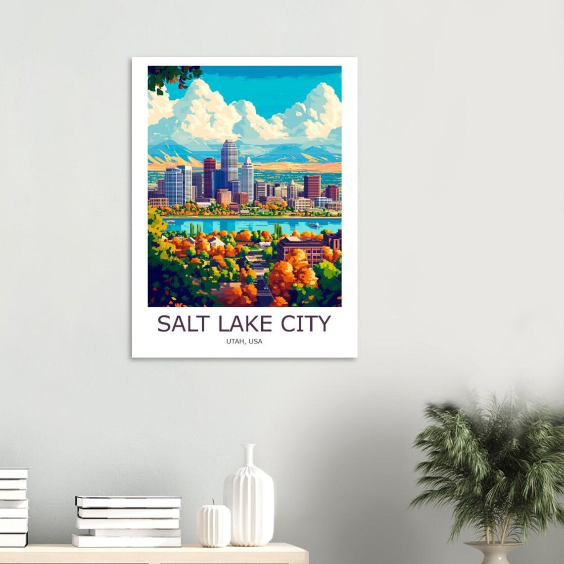 Salt Lake City Skyline Autumn Foliage Utah USA Travel Poster - Image 2