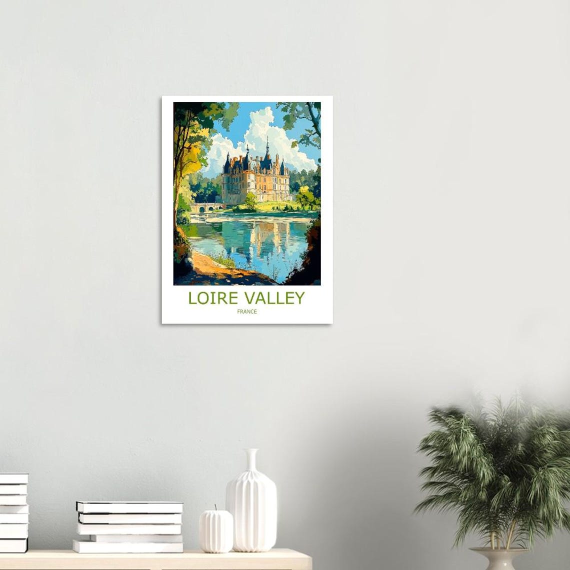 Loire Valley Fairytale Chateau Reflected in River France Poster - Image 2