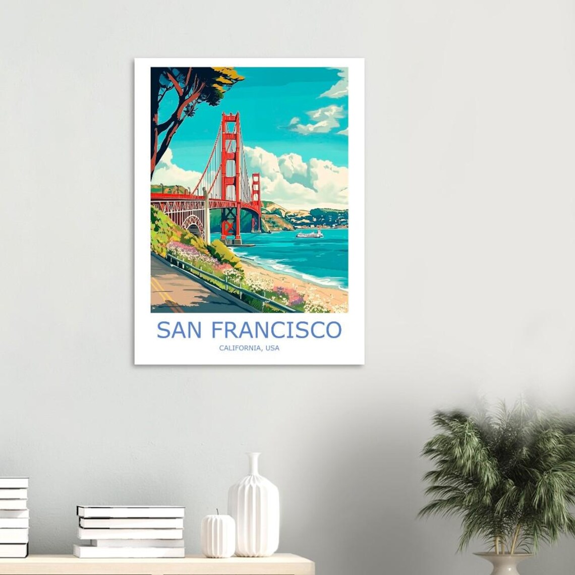 San Francisco California Golden Gate Bridge Coastline Travel Poster - Image 2