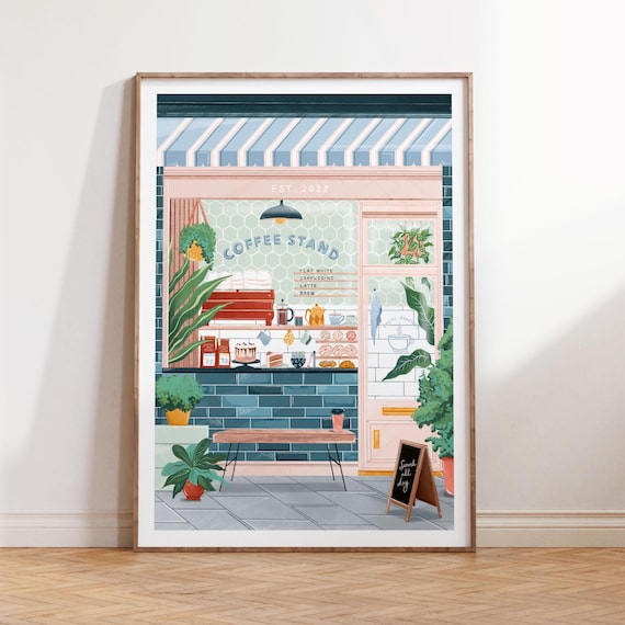 Coffee Shop Coffee Poster, Kitchen Wall Art