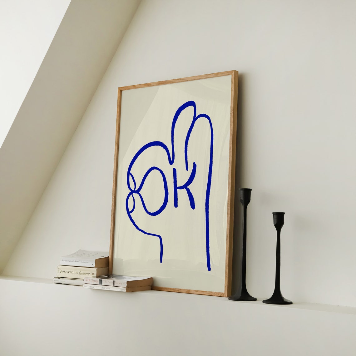 Oh Hi Bold Electric Blue Typography Funky Retro Wall Decor Art Poster - Image 4