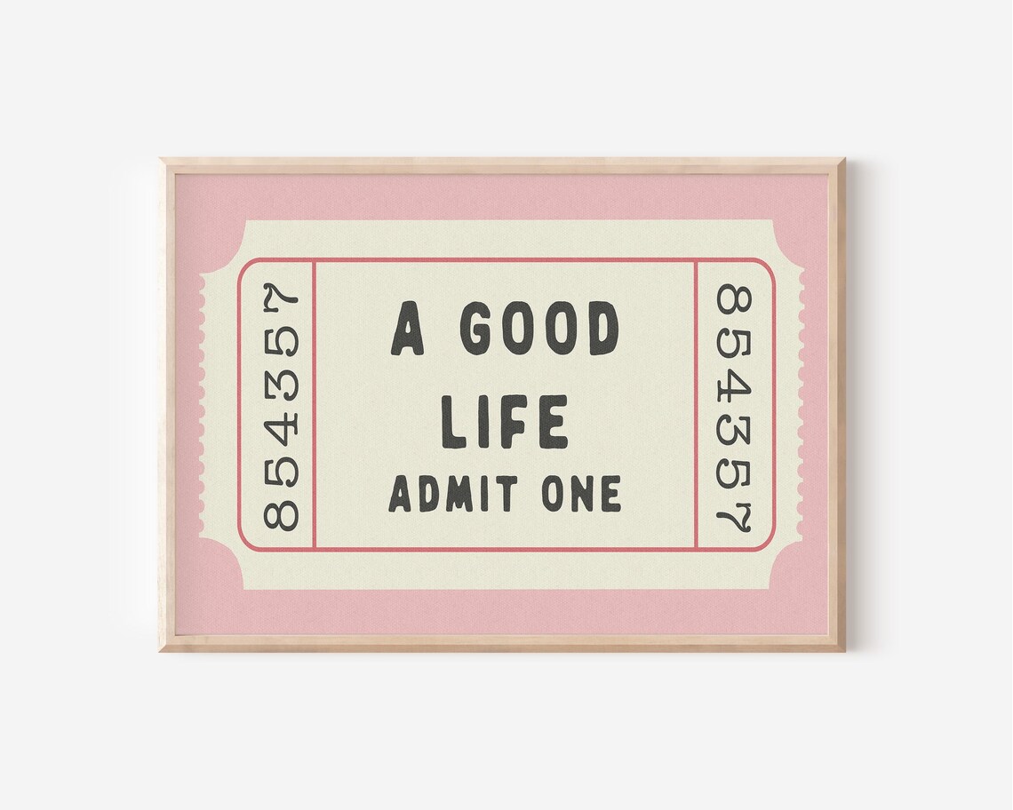 A Good Life Ticket Print, Retro Preppy Wall Art - Image 4