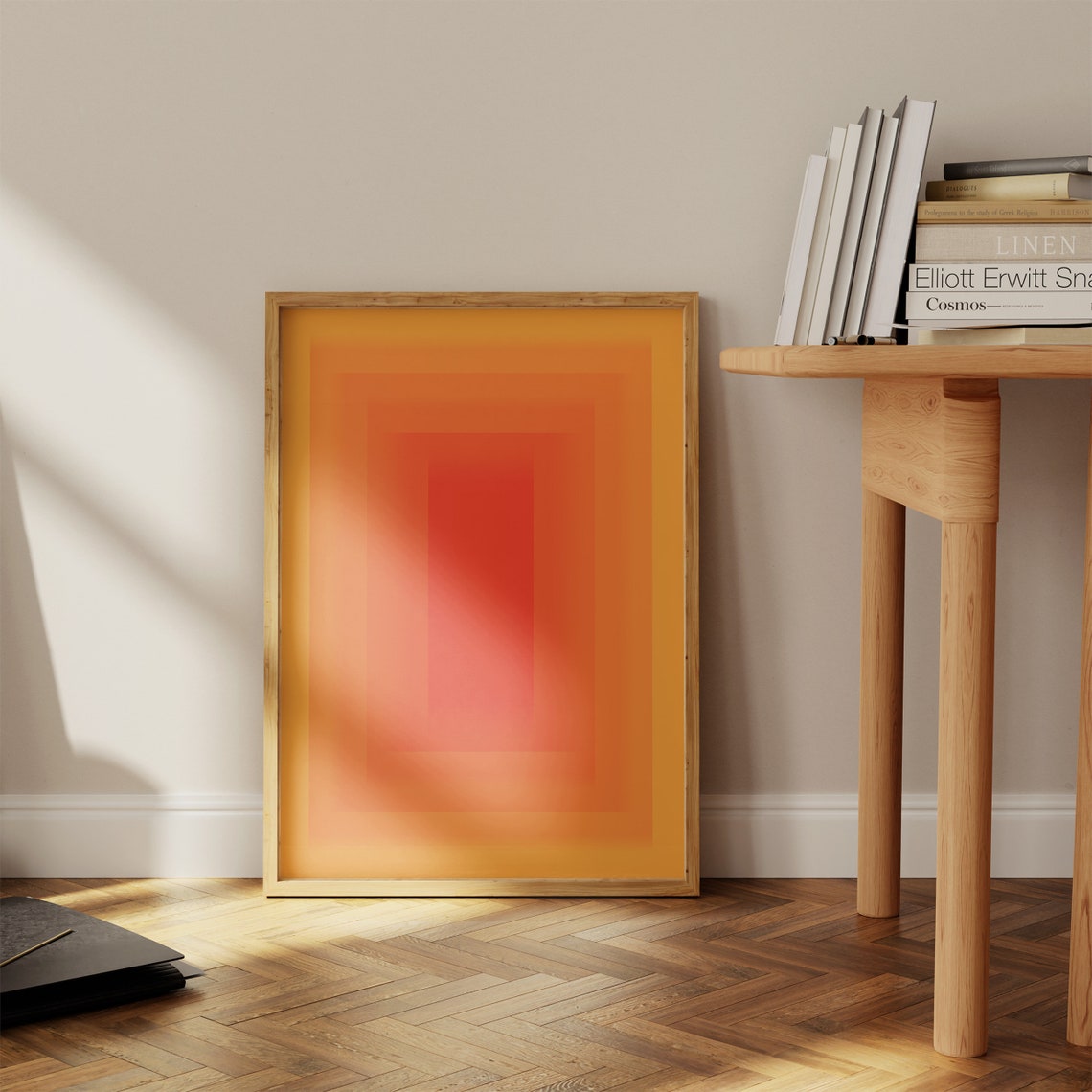 Orange Sunset Gradient Abstract Concentric Rectangles Wall Poster - Image 4