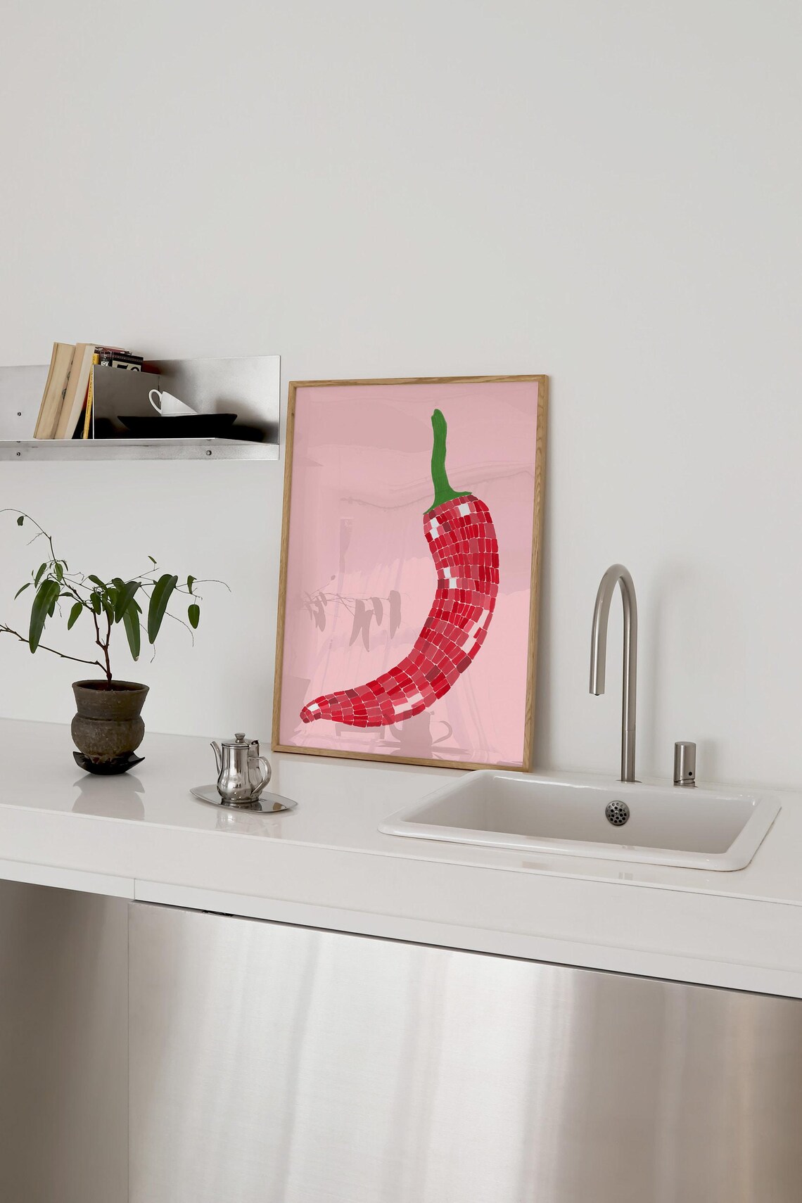 Disco Ball Chilli Print, Retro Kitchen Art Print - Image 3