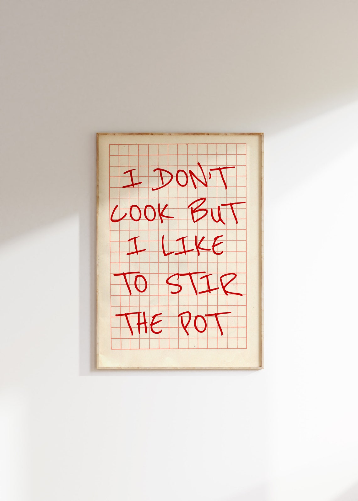 I Dont Cook But I Like To Stir The Pot Poster Red Kitchen Humor Decor - Image 4