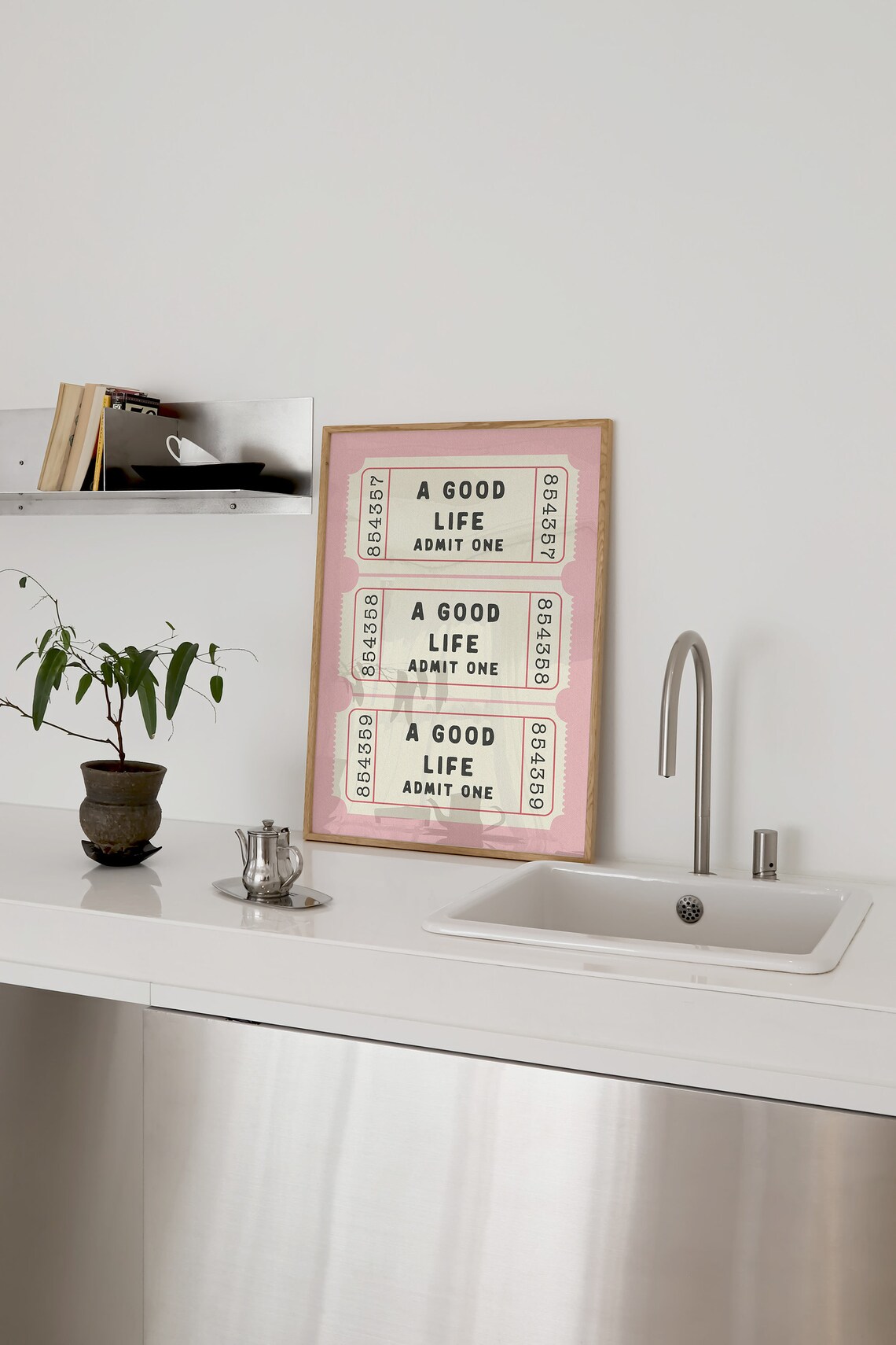 A Good Life Ticket Art Print, Retro Affirmation - Image 3