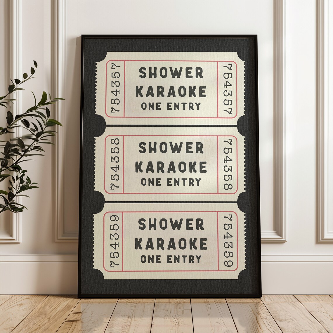 Shower Karaoke Ticket Print, Vintage Retro Bathroom Decor - Image 3