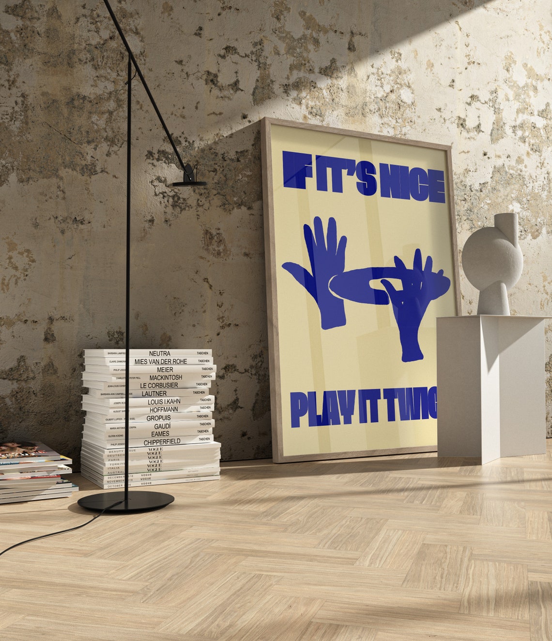 If Its Nice Play It Twice Blue Retro DJ Hands Vinyl Music Wall Poster - Image 2