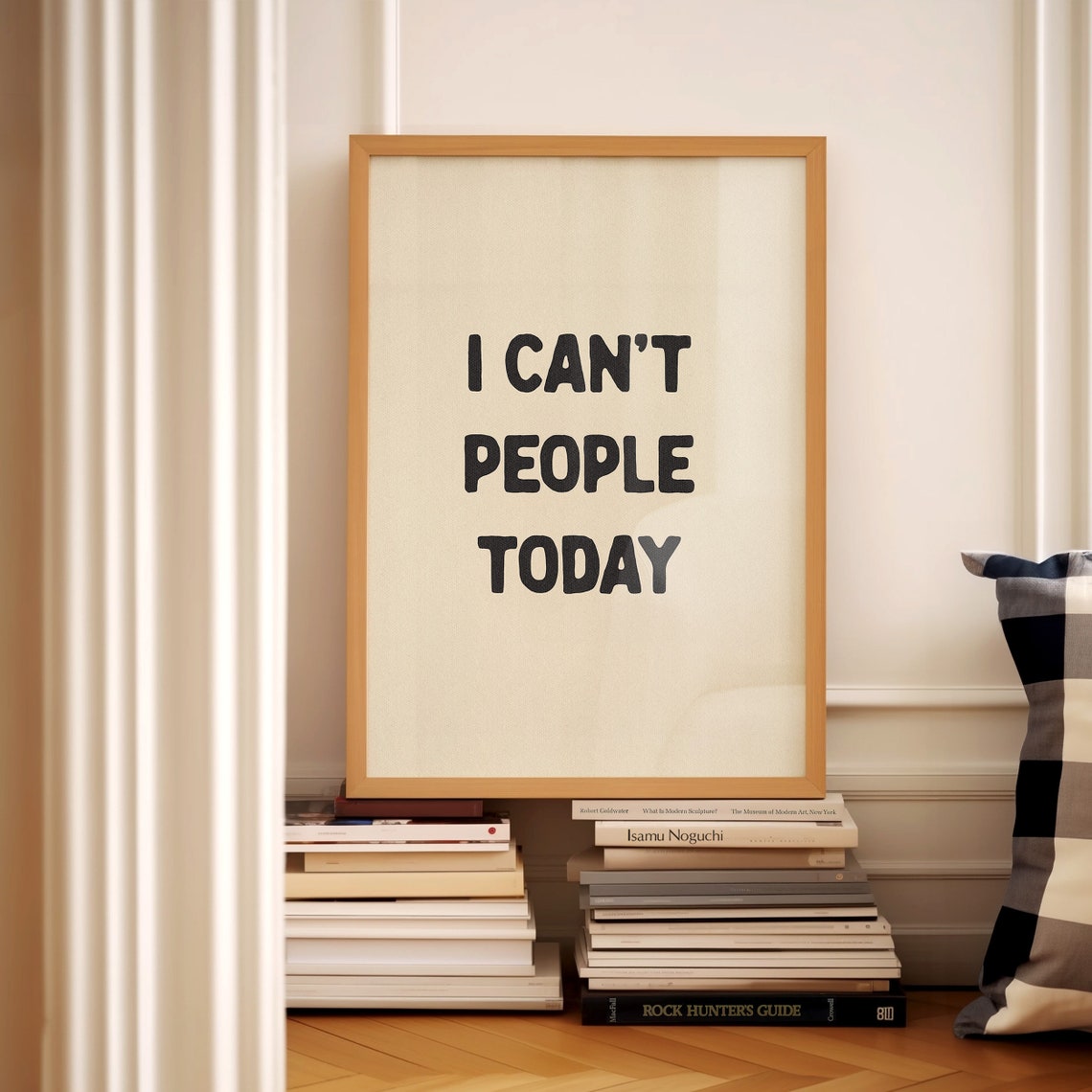 I Cant People Today Poster Funny Introvert Quote Black Cream Decor - Image 3