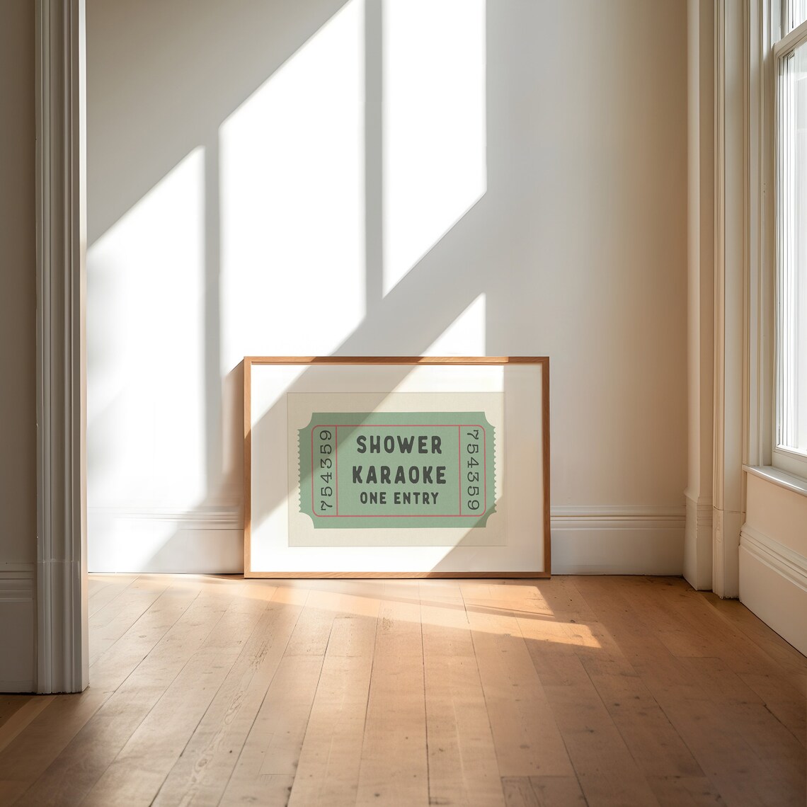 Shower Karaoke Ticket Horizontal Bathroom Poster - Image 4