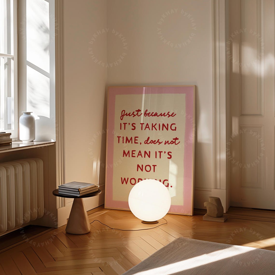 Just Because It Is Taking Time Uplifting Red Script Typography Poster - Image 2
