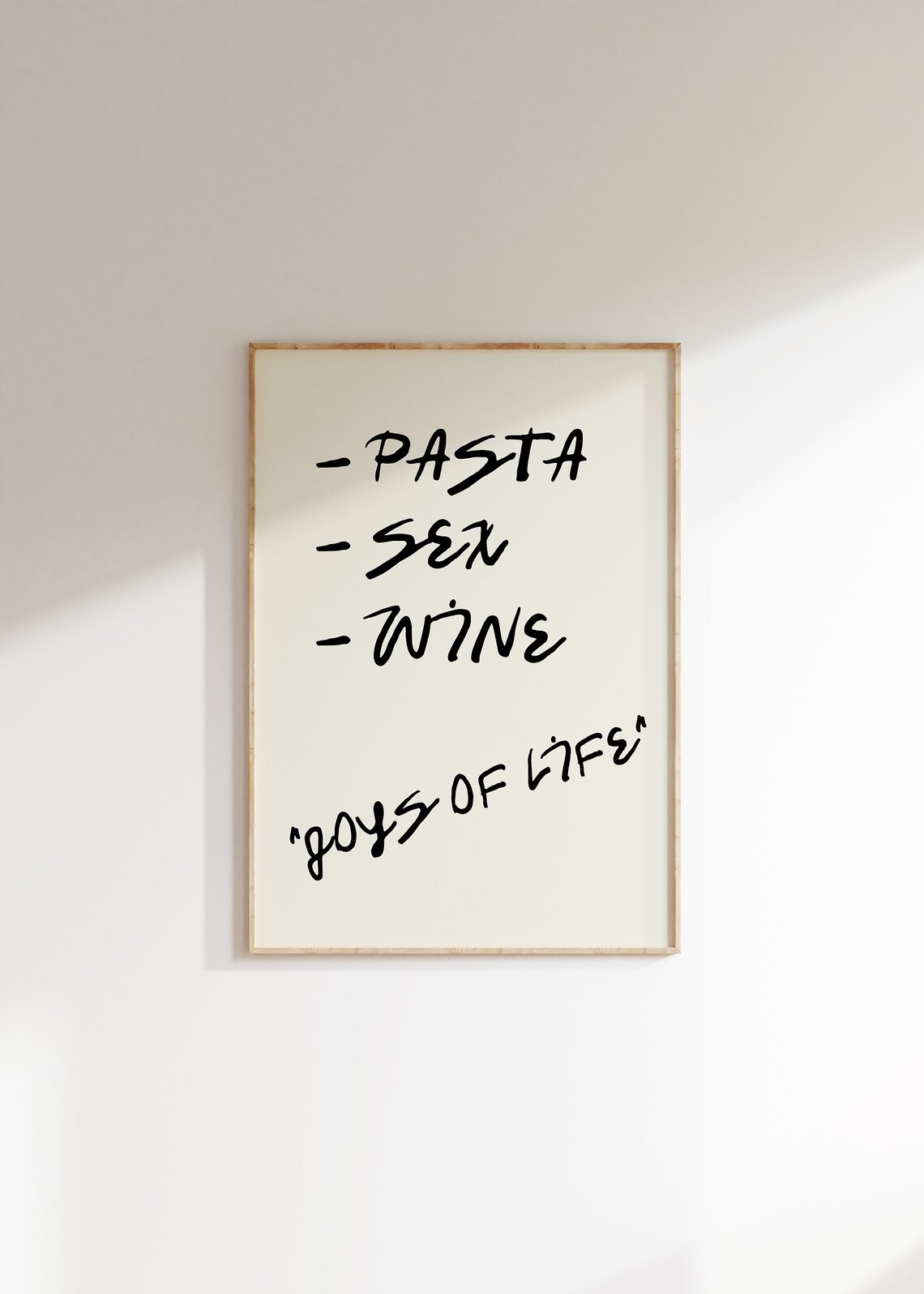 Pasta Sex Wine Joys Of Life Poster Funny Handwritten Kitchen Quote - Image 4