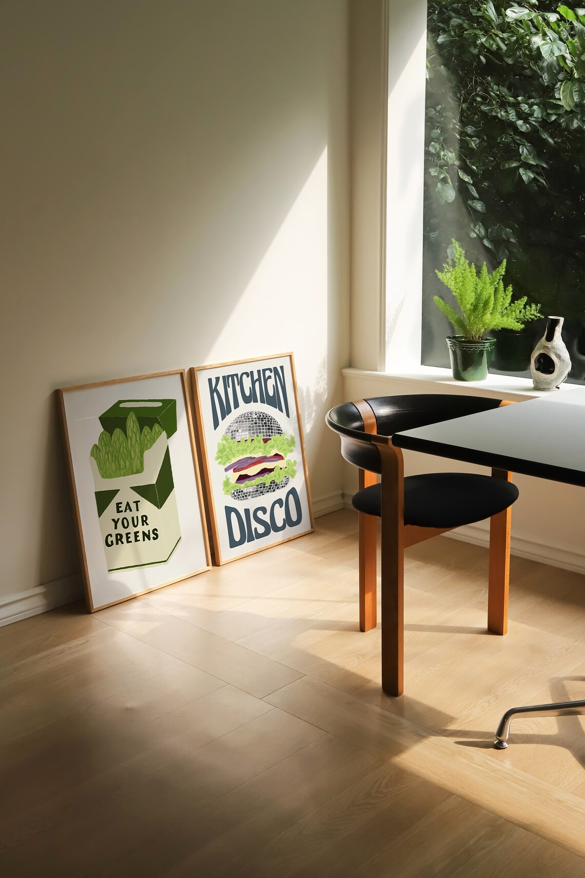 Kitchen Disco Poster Retro Burger Disco Ball Illustration Foodie Gift - Image 3
