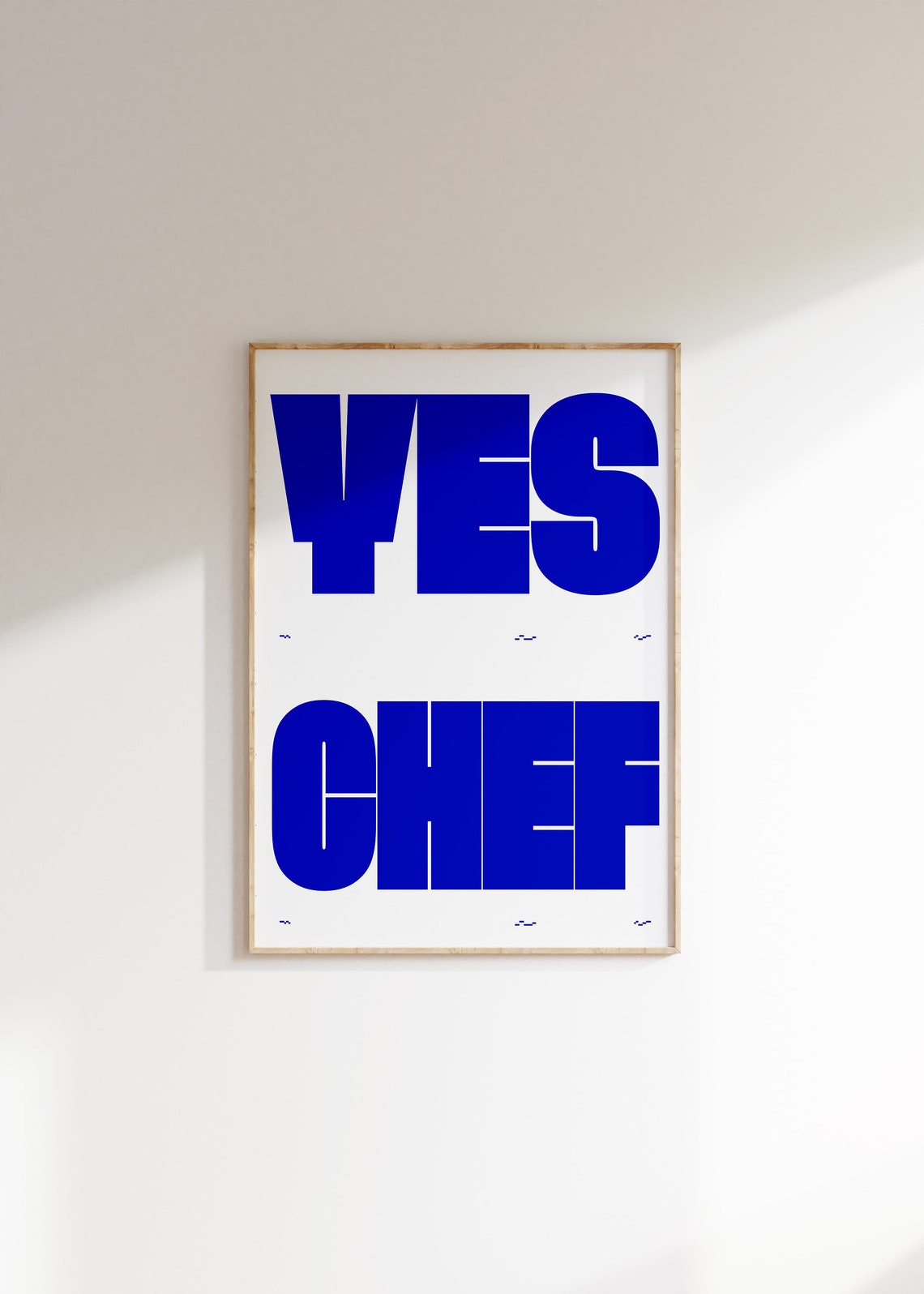 Yes Chef Poster Cobalt Blue Bold Typography Kitchen Wall Decor - Image 4