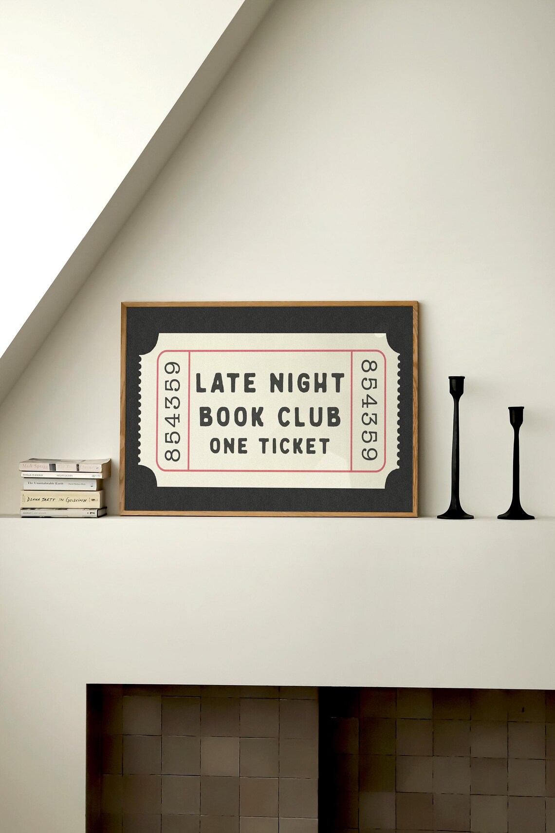 Late Night Book Club Ticket, Retro Bedroom Art Print - Image 3