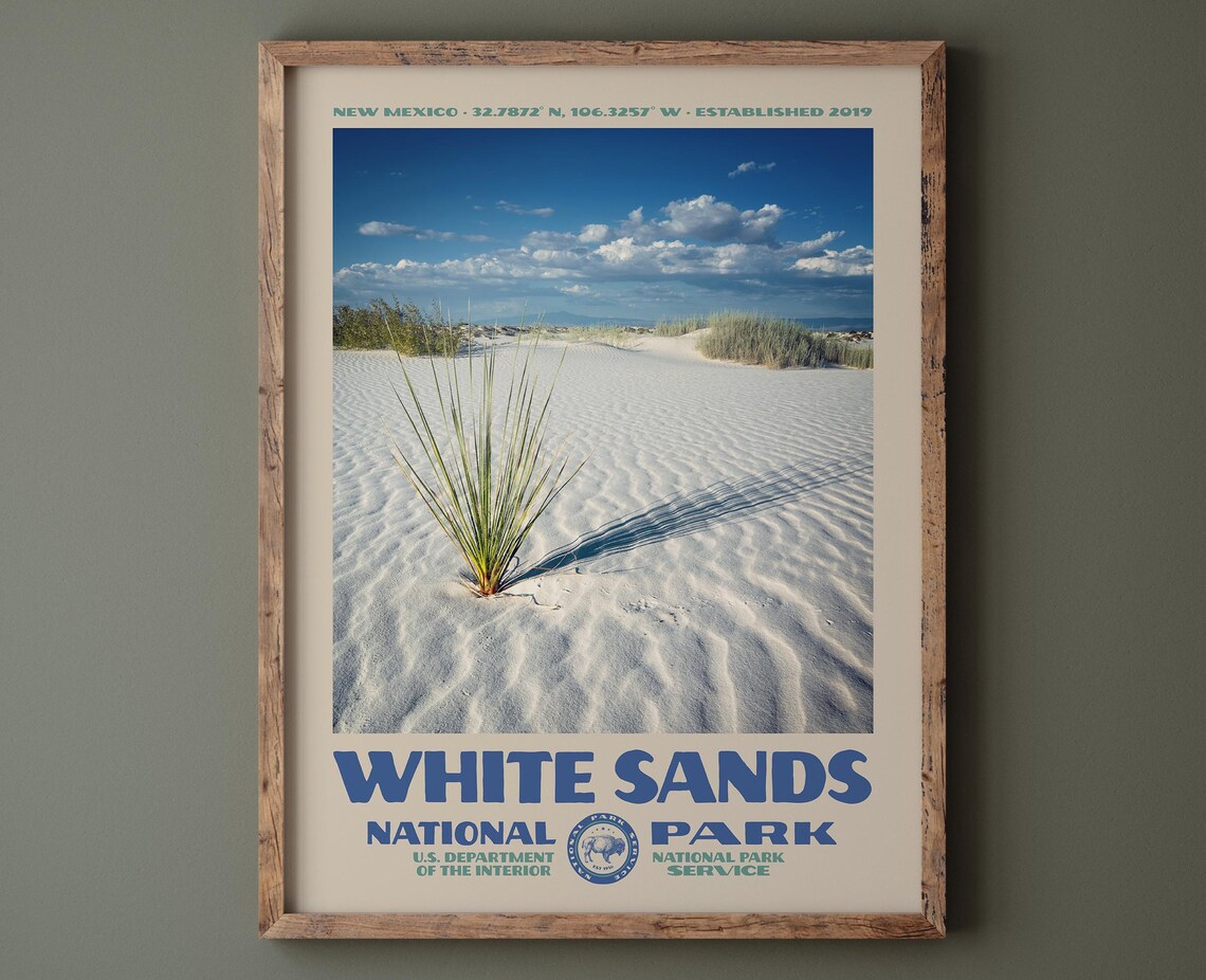 White Sands National Park New Mexico Gypsum Dunes Photo Travel Poster