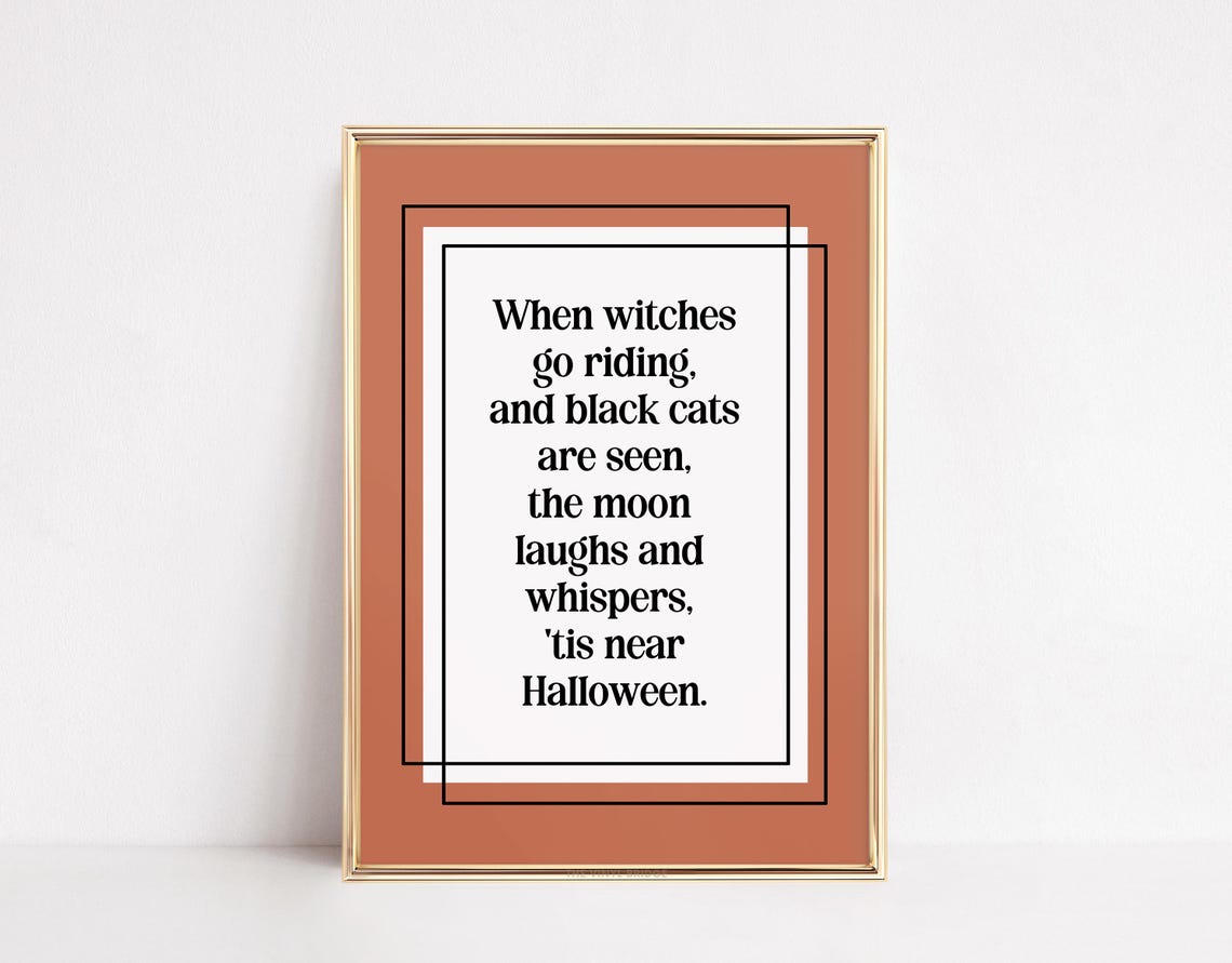 Spooky Witches Halloween Poem Vintage Typography Quote Poster - Image 4