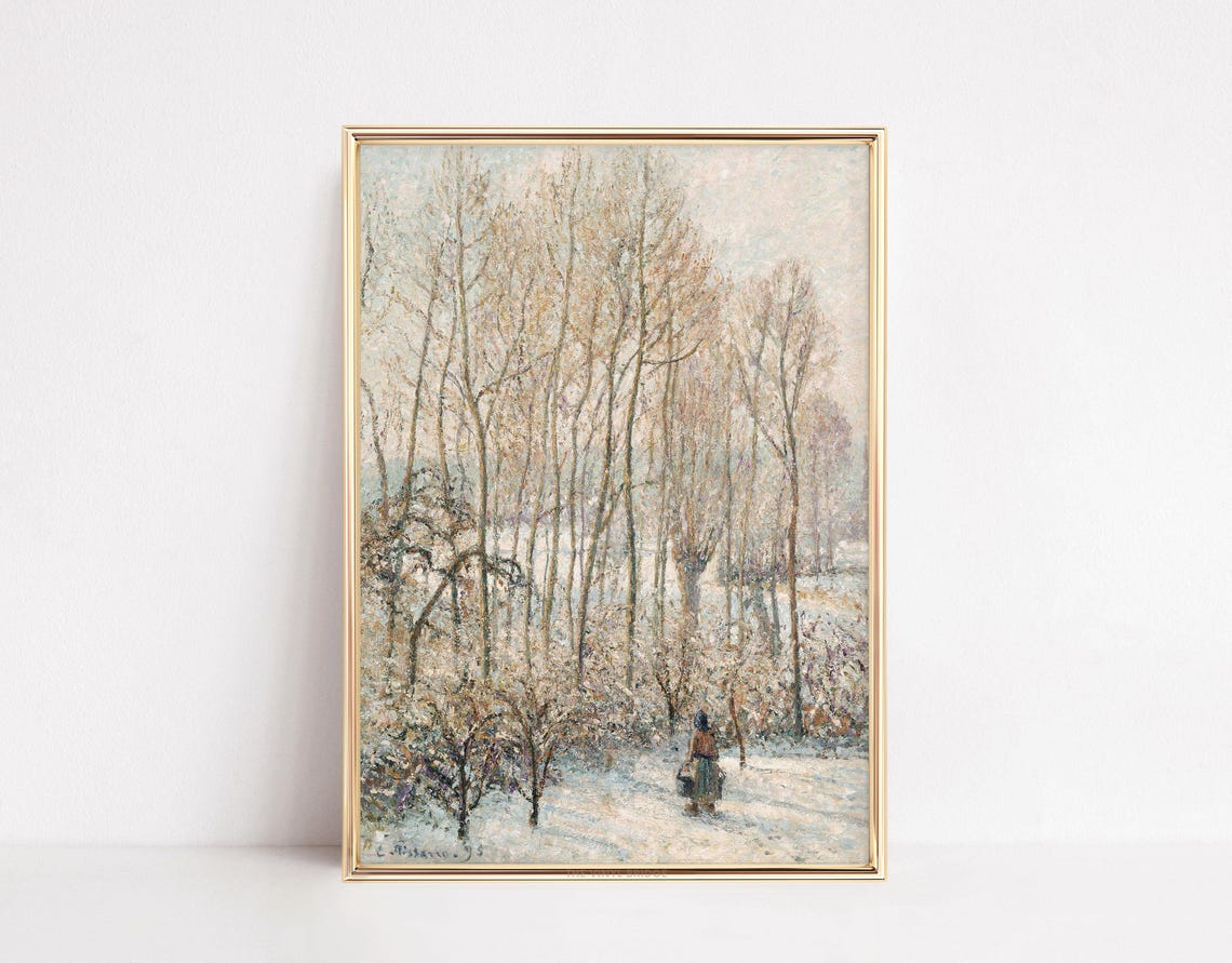 Impressionist Snowy Forest Winter Landscape Painting Art Poster - Image 4
