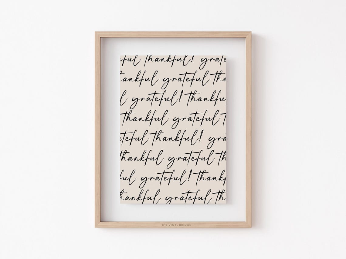 Thankful Grateful Calligraphy Script Repeated Pattern Poster - Image 3
