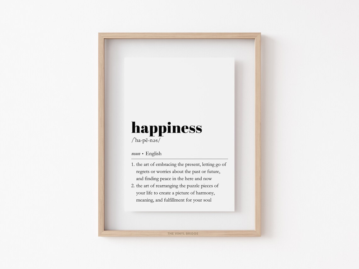 Happiness Definition Print Dictionary Poster Mindset Therapy Office Quote Art Positive Wall Decor Minimalist Typography - Image 4