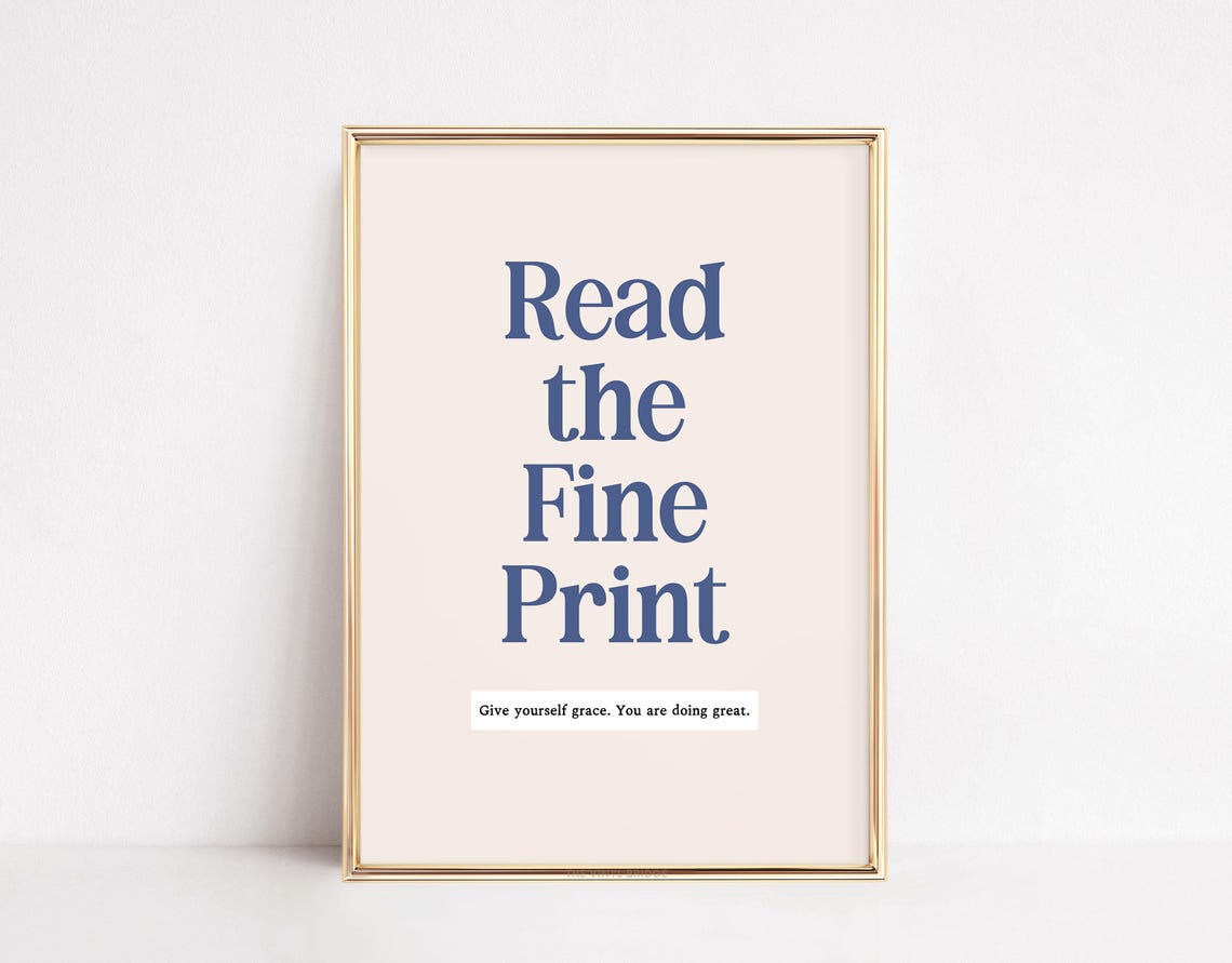 Daily Reminder Self Care Navy Minimalist Typography Quote Wall Art