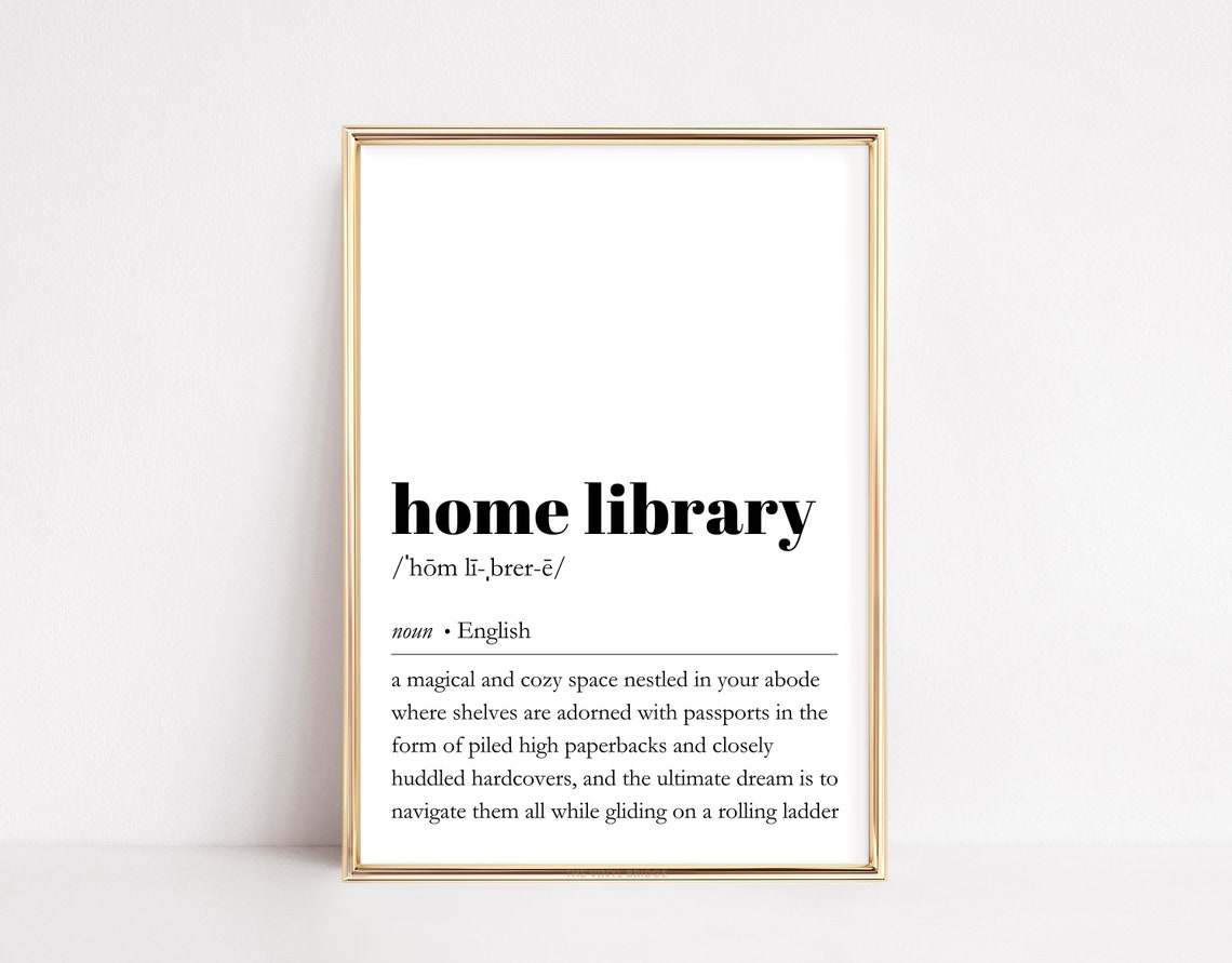 Home Library Definition Dictionary Cozy Book Nook Reader Quote Poster