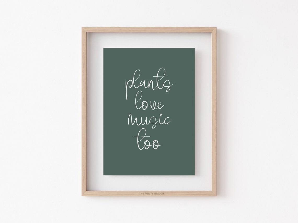 Plants Love Music Too Script Quote Dark Green Botanical Wall Poster - Image 4