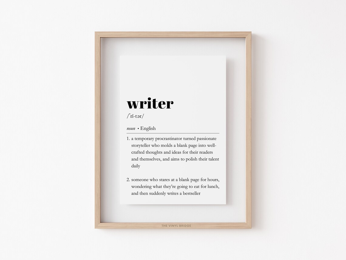 Writer Definition Print Funny Dictionary Wall Art Writing Motivation Sign Bookish Decor Witty Quote Typography Poster - Image 3