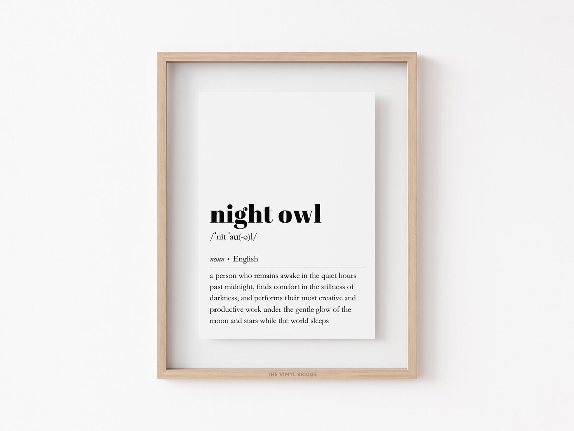 Night Owl Definition, Minimalist Office Art Print - Image 4