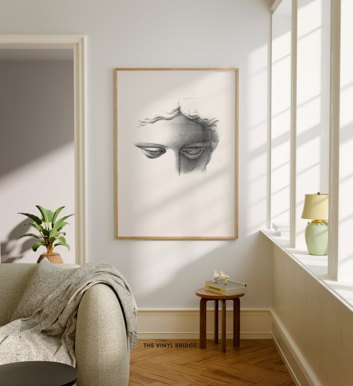 Greek Sculpture Eyes Classical Statue Pencil Sketch Beige Poster - Image 4