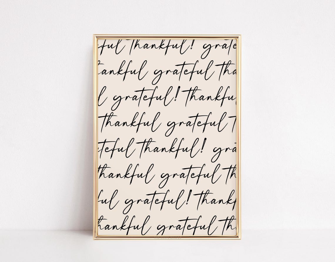 Thankful Grateful Calligraphy Script Repeated Pattern Poster
