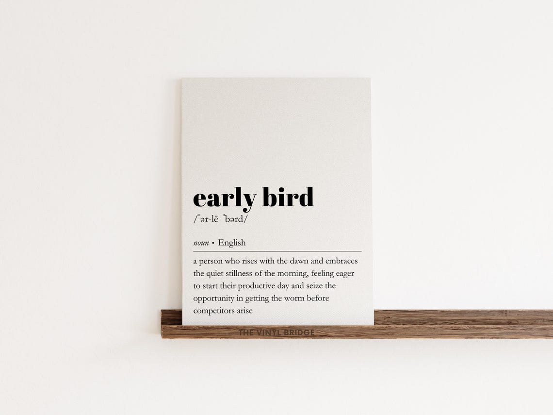 Early Bird Dictionary Definition Morning Motivation Office Poster - Image 2