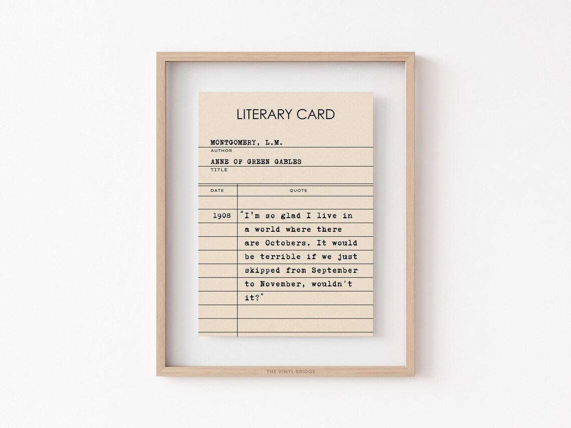 Anne of Green Gables Literary Card October Quote Bookish Poster