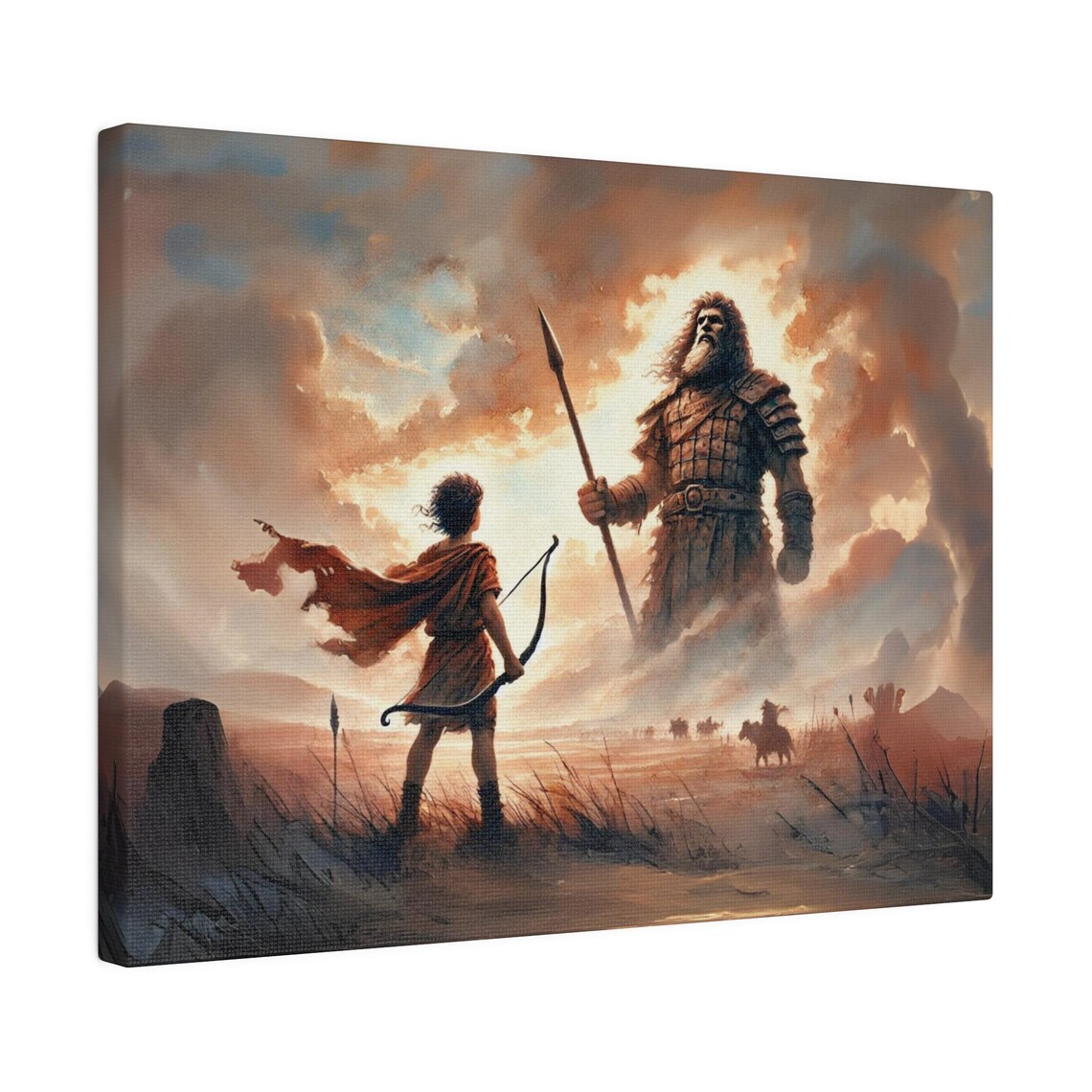 David and Goliath Watercolor Christian Wall Art Print