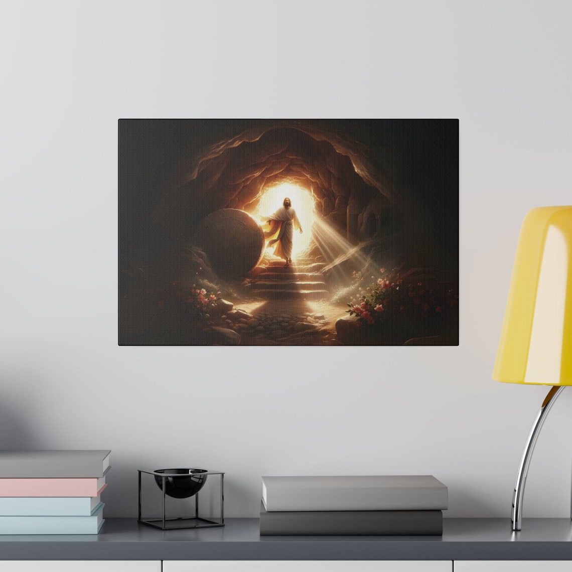 He Is Risen Jesus Emerging From The Empty Tomb Easter Art Poster - Image 3