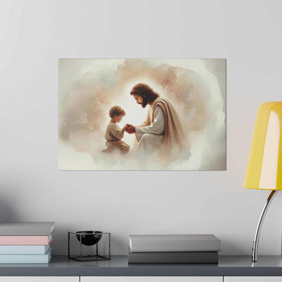 Jesus Praying With Little Boy, Christian Artwork - Image 3