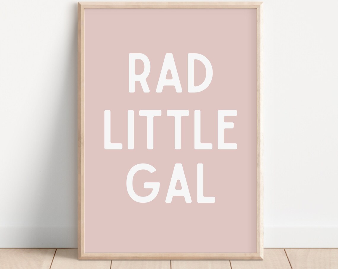 Rad Little Gal Pink Nursery Typography Baby Girl Kids Room Wall Art