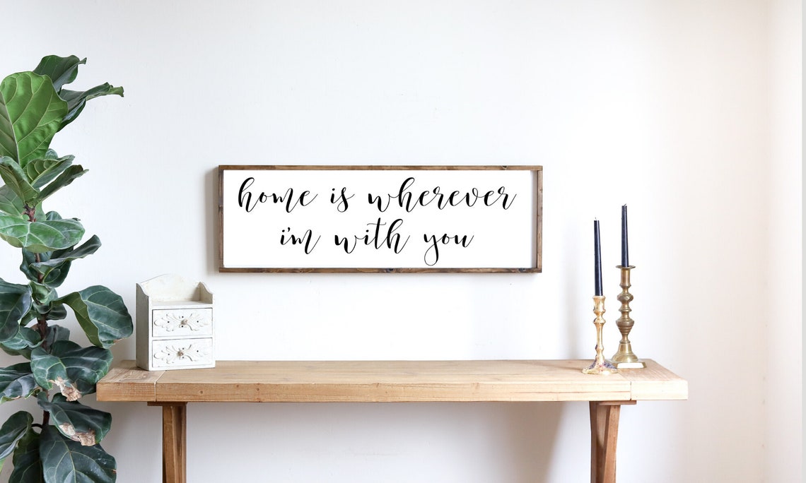 Home Is Wherever I'm With You Script Farmhouse Framed Wall Poster
