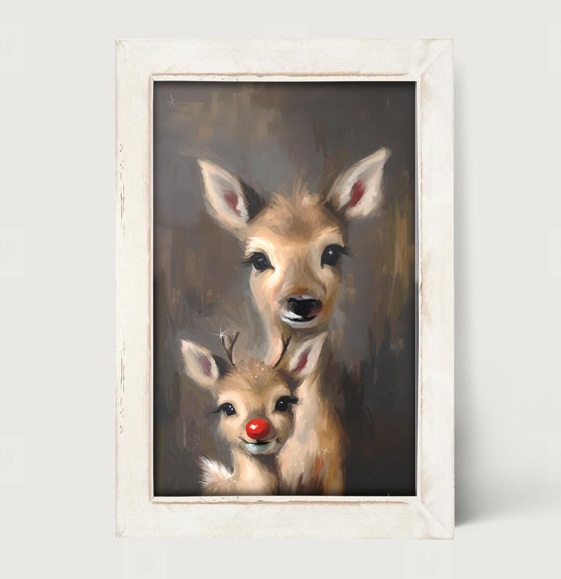Rudolph And Momma Holiday Reindeer Art Print - Image 3