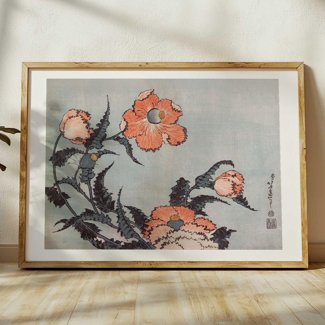 Katsushika Hokusai Poppies, Japanese Ukiyo-E Art