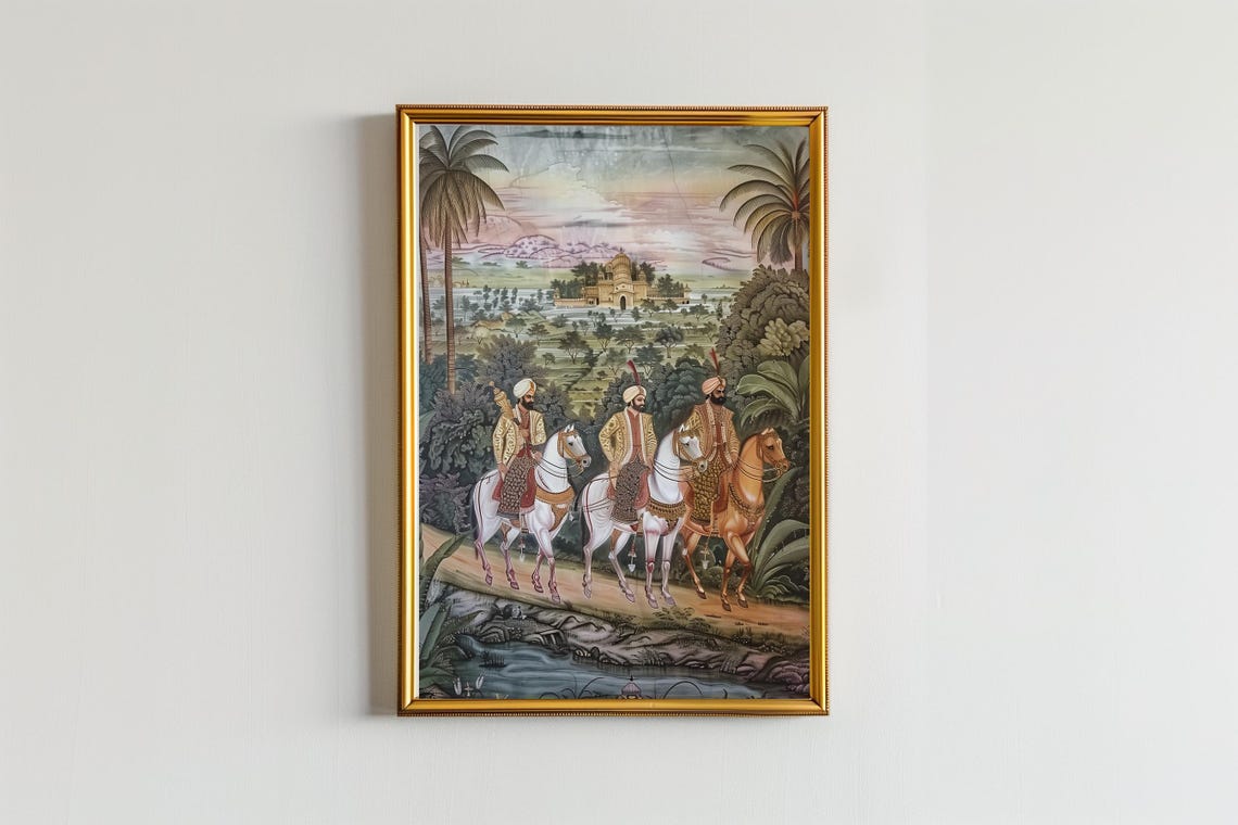 Sipahi Indian Mughal Inspired Art Work Wall Art Traditional Indian Pakistani Art Indian Vintage Royal Painting